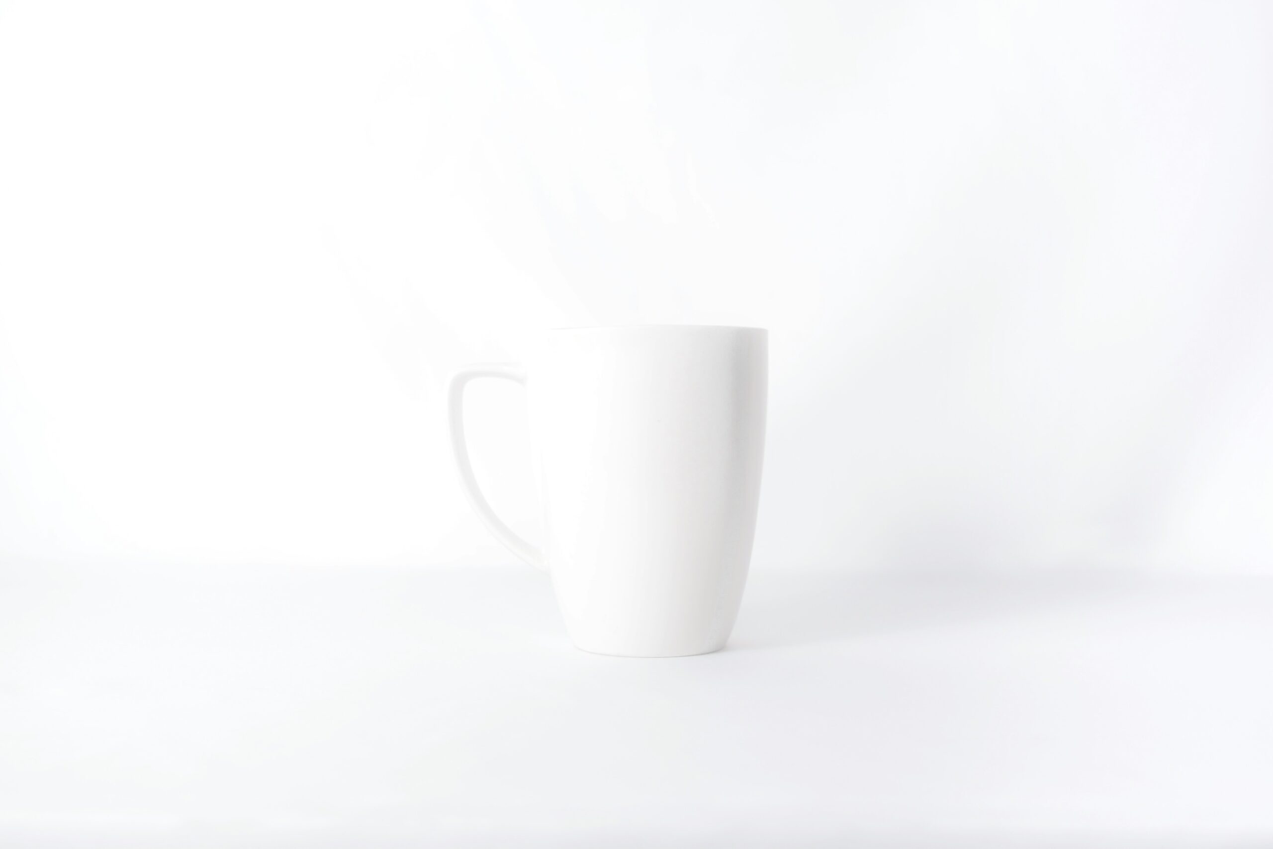 white mug against white background